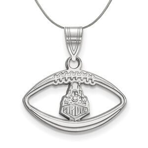 Sterling Silver Purdue Football Logo Pendant Necklace - 24 Inch